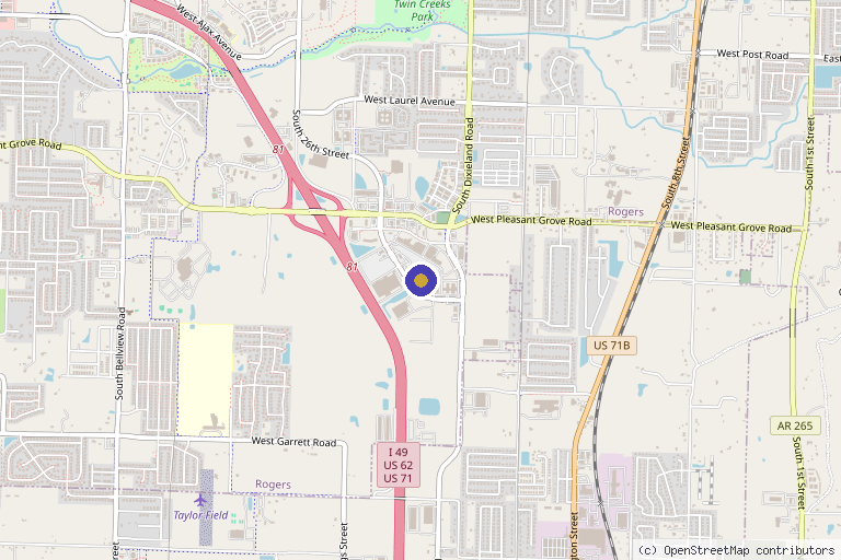 Map showing the location of Emerald Aesthetics, Wellness, and Direct Primary Care in Rogers, AR
