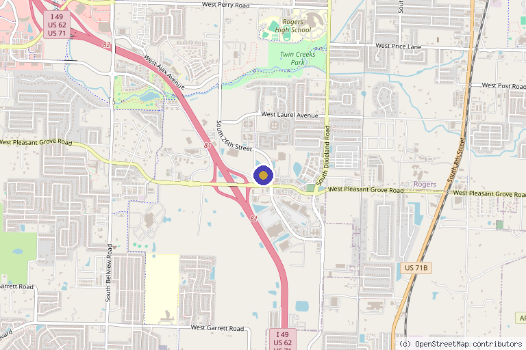 Map showing the location of Restorative Wellness Center in Rogers, AR
