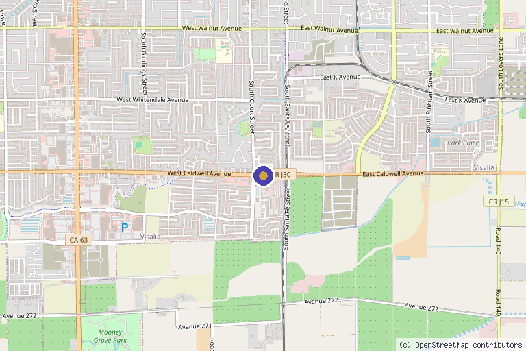 Map showing the location of CoolSculpting in Visalia, CA