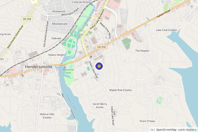 Map showing the location of Advanced Care + MedSpa in Hendersonville, TN