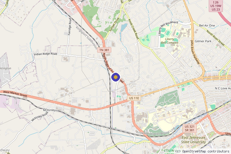 Map showing the location of Flawless Medicine in Johnson City, TN