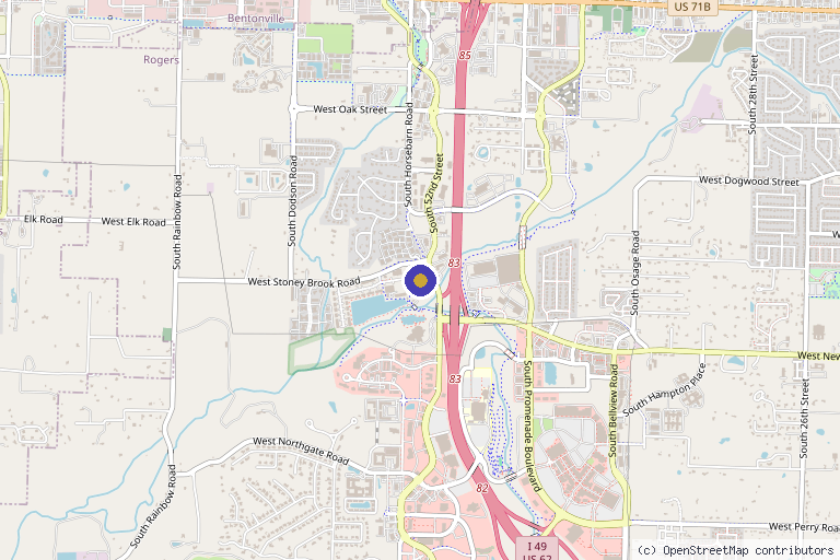 Map showing the location of Ozark Concierge Clinic in Rogers, AR