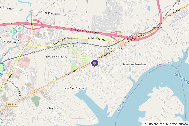 Map showing the location of Aspire Aesthetics in Hendersonville, TN