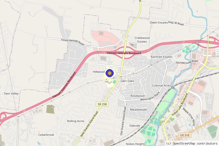 Map showing the location of Interventional Pain Center in Hendersonville, TN