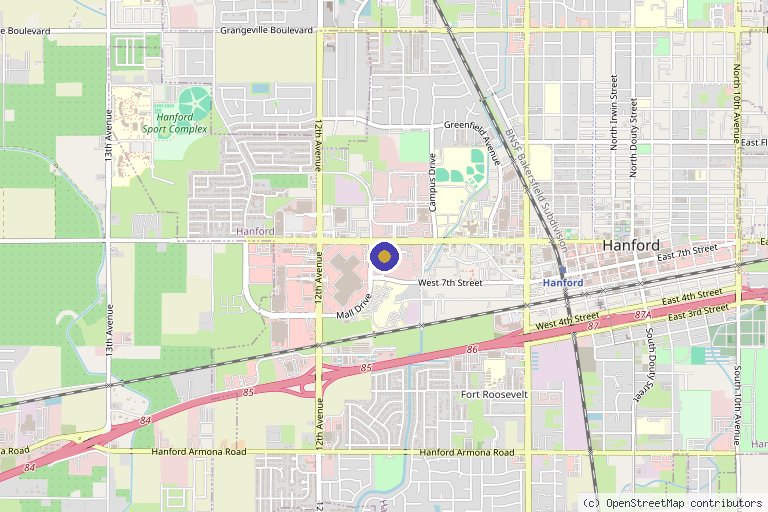 Map showing the location of Le Vestige Aesthetics in Hanford, CA