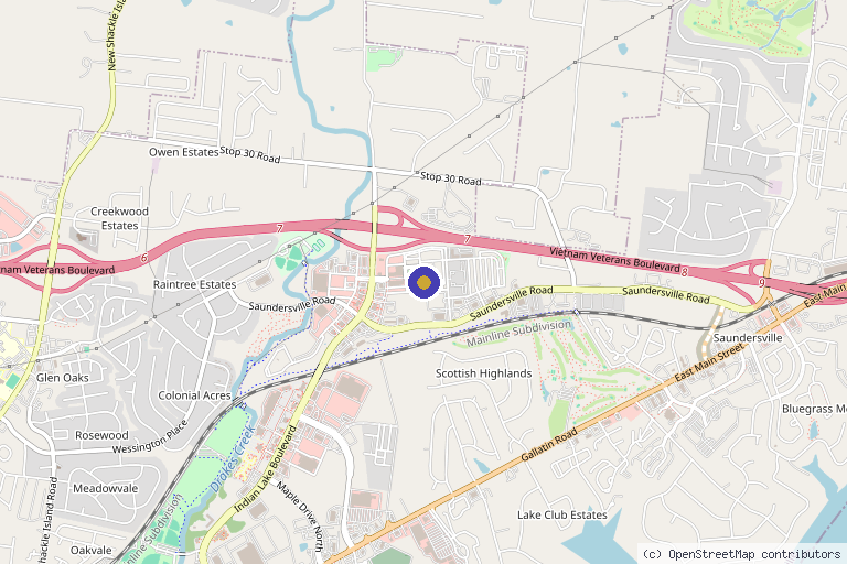 Map showing the location of Skinworks Wellness & Aesthetics in Hendersonville, TN