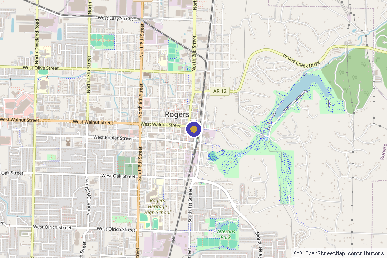 Map showing the location of Inspire Wellness in Rogers, AR