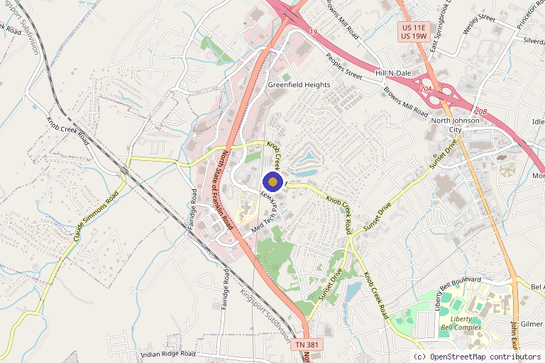 Map showing the location of The Caudle Center Medical Spa in Johnson City, TN