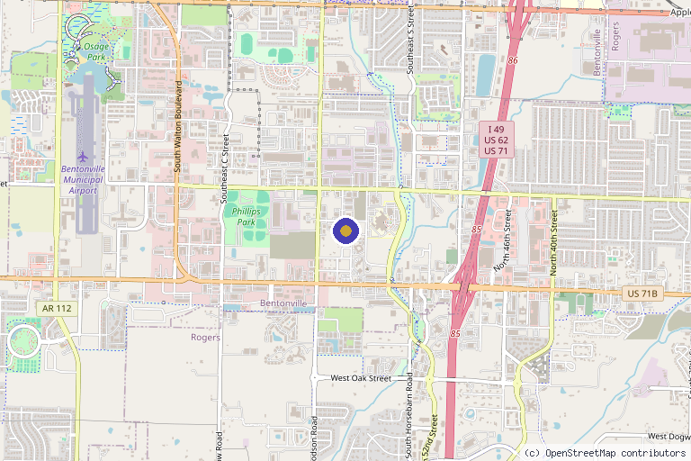 Map showing the location of True Dermatology at Bentonville in Bentonville, AR