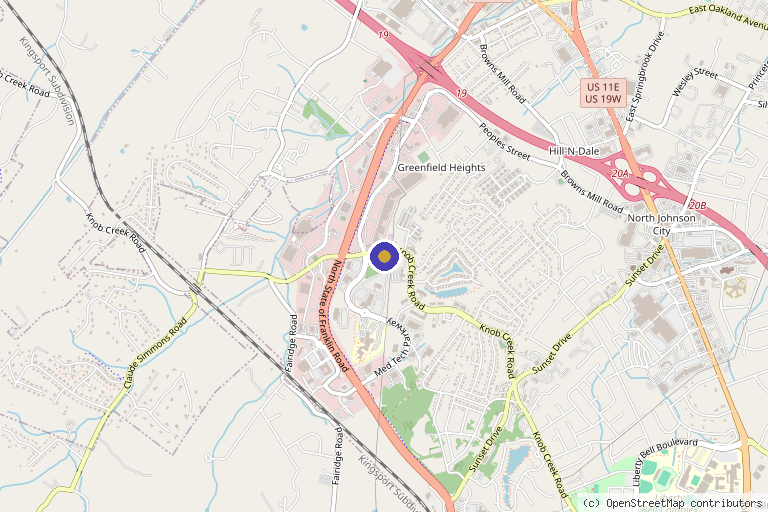 Map showing the location of Reflections in Johnson City, TN