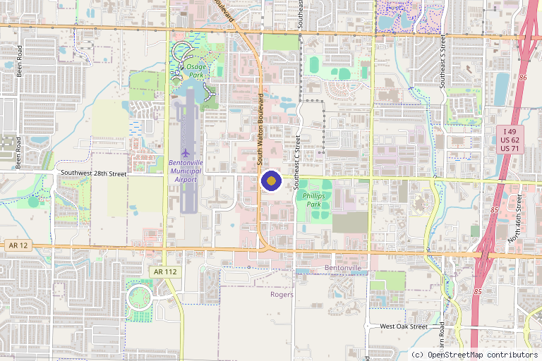 Map showing the location of Vibrant Med Spa in Bentonville, AR