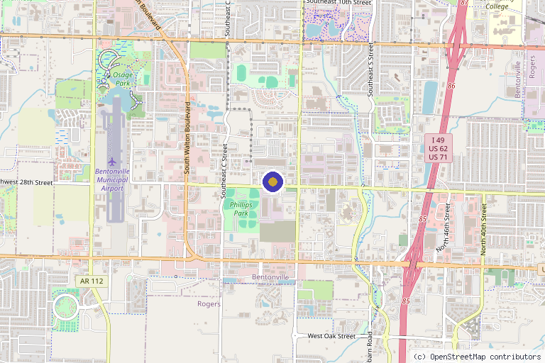 Map showing the location of Willow Park Rejuvenation in Bentonville, AR