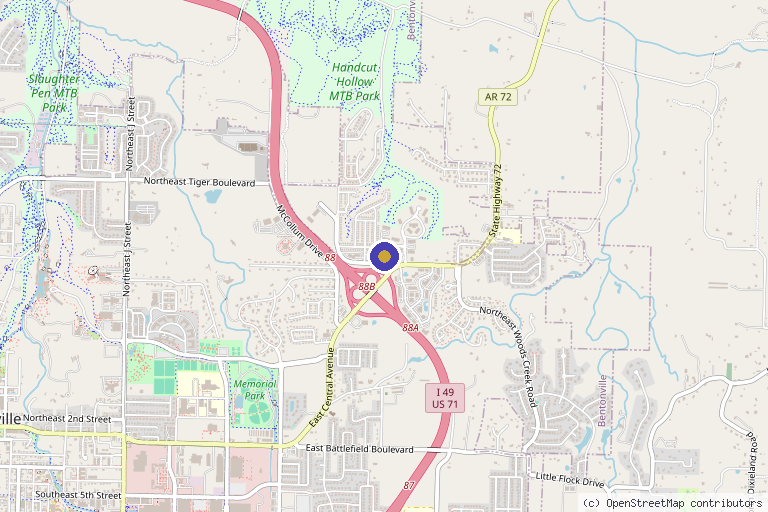 Map showing the location of Morter Wellness, LLC in Bentonville, AR
