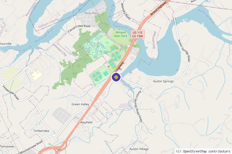 Map showing the location of Peak Performance Wellness & Aesthetics in Johnson City, TN
