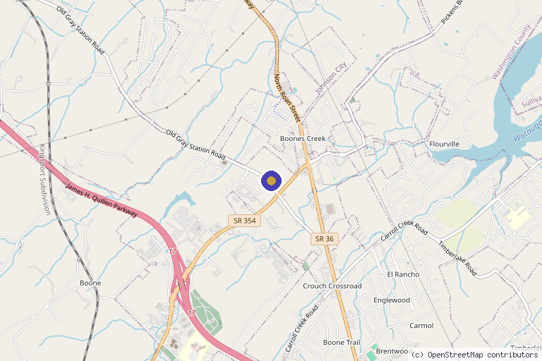 Map showing the location of pH7 Dermatology, Pam Davis, MS, PA-C in Johnson City, TN