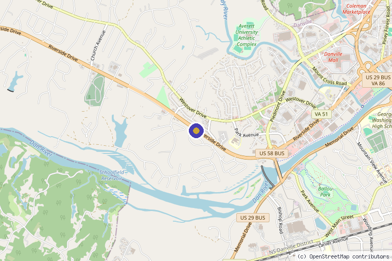 Map showing the location of Intravene in Danville, VA