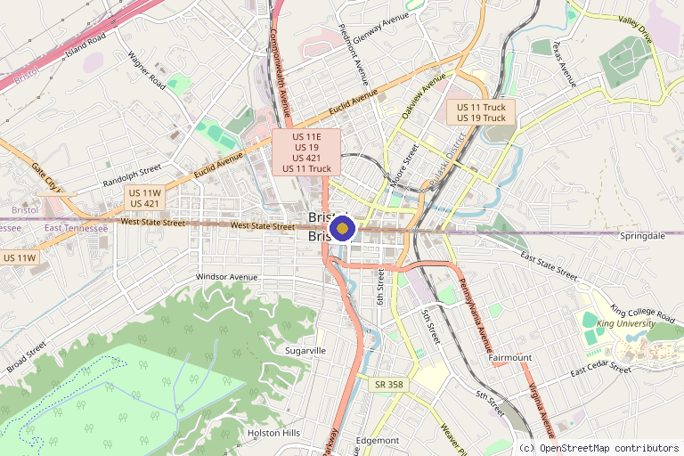 Map showing the location of Performance Medicine in Bristol, VA