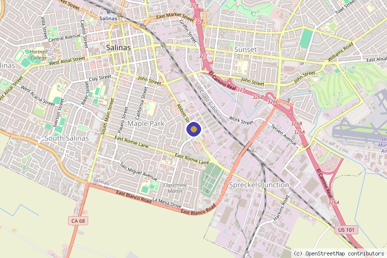 Map showing the location of Lantis Stemerm Amy MD in Salinas, CA