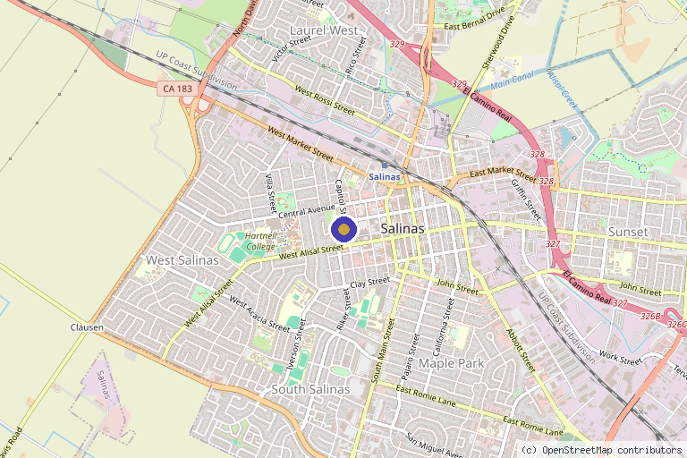 Map showing the location of Evergrace Med Spa in Salinas, CA