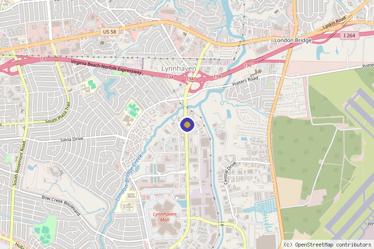 Map showing the location of NewLife Regenerative Medical Group, LLC. in Virginia Beach, VA