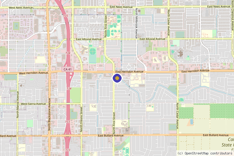 Map showing the location of Ageless Aesthetics Med Spa in Fresno, CA