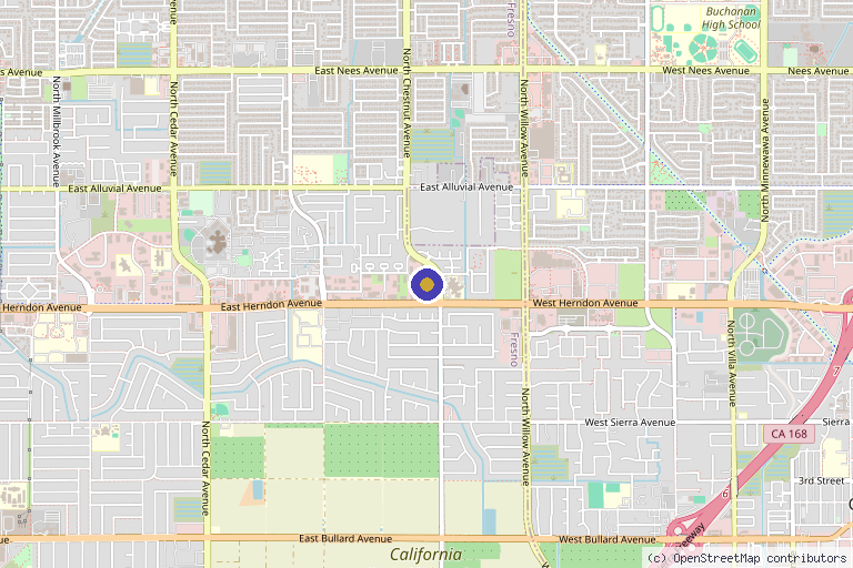 Map showing the location of Avantè Medical Aesthetics in Fresno, CA