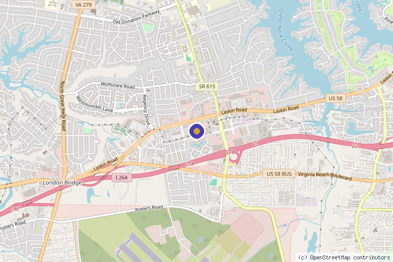 Map showing the location of Contour Medical Aesthetics in Virginia Beach, VA