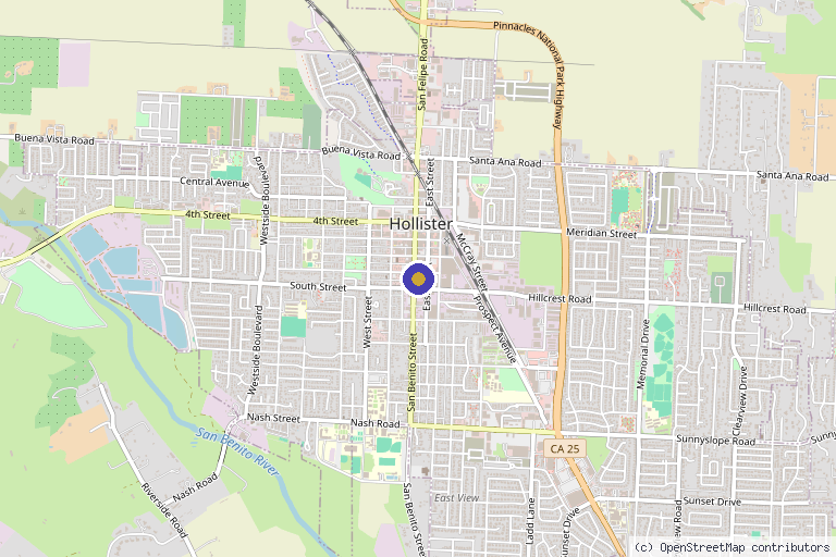 Map showing the location of All Things Aesthetics in Hollister, CA