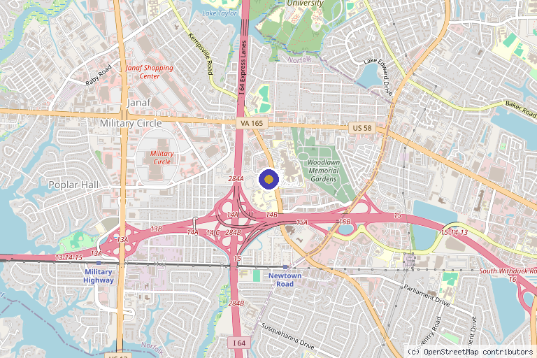 Map showing the location of Bayside Medspa in Norfolk, VA