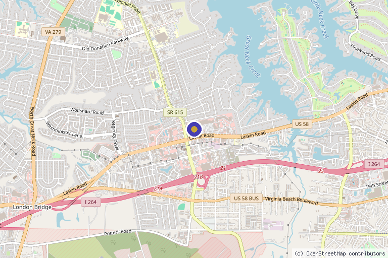 Map showing the location of Cryo Slimming & Colon Hydrotherapy in Virginia Beach- CryoSculpt Therapy in Virginia Beach, VA