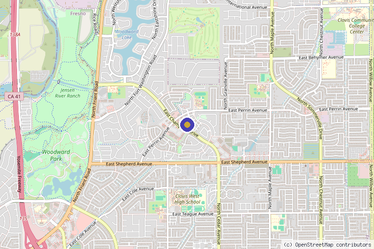 Map showing the location of REFYNED AESTHETICS Medical Spa in Fresno, CA