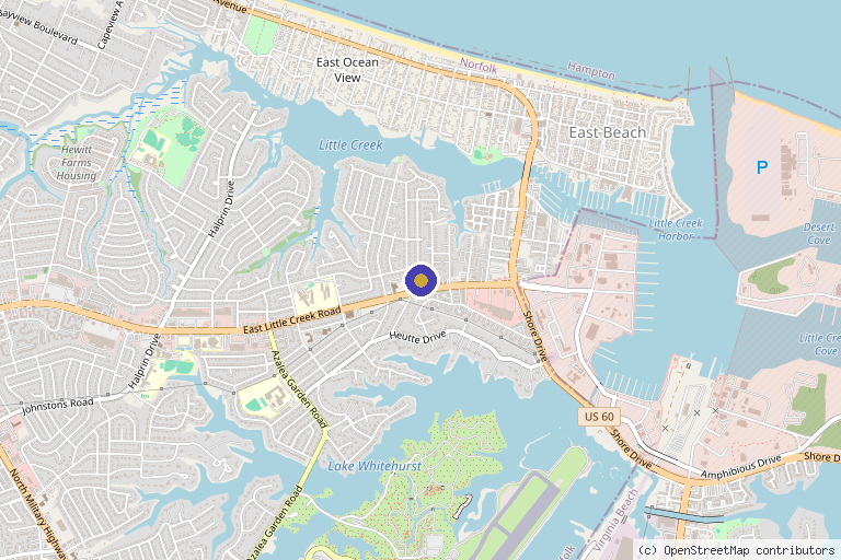 Map showing the location of Healthy You Wellness Spa in Norfolk, VA