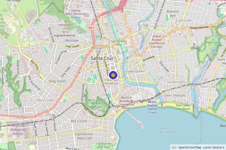 Map showing the location of The Sol Method Wellness and Aesthetics in Santa Cruz, CA