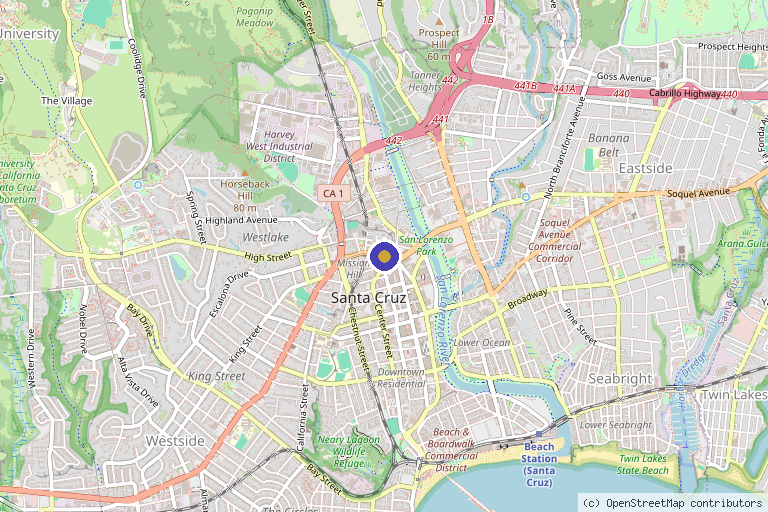Map showing the location of Volta Vitality in Santa Cruz, CA