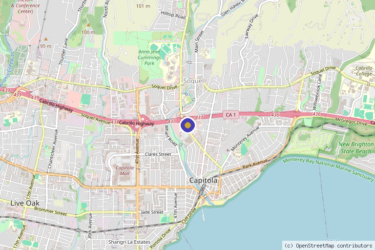 Map showing the location of RSMD Medical Aesthetics (by Rebecca Small MD) in Capitola, CA