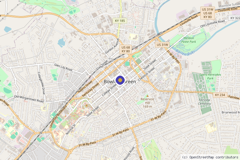 Map showing the location of Alora Aesthetics + Skincare in Bowling Green, KY