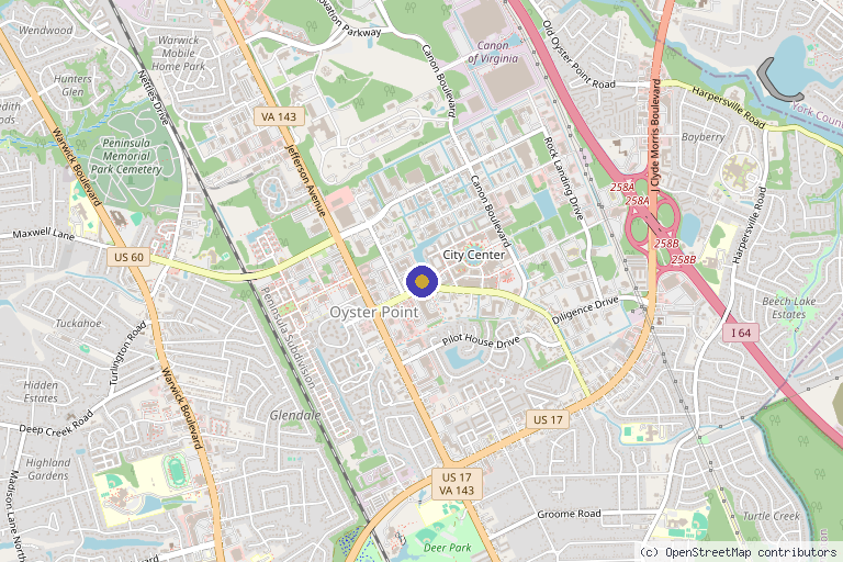 Map showing the location of Numa Spa in Newport News, VA