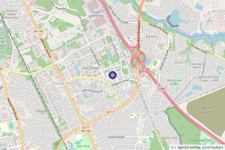 Map showing the location of PURE Beauty & Wellness MediSpa in Newport News, VA