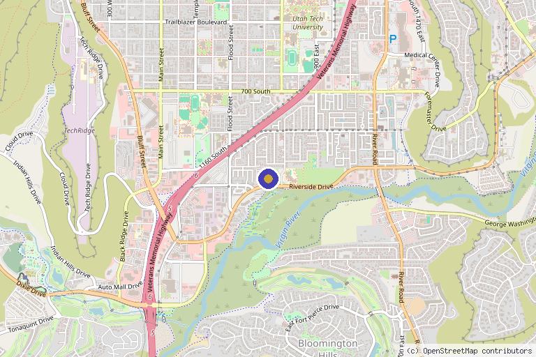Map showing the location of Desert Pain Specialists - Back Pain St George in St. George, UT