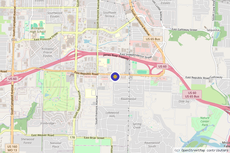 Map showing the location of Rajeunir Medical Spa in Springfield, MO