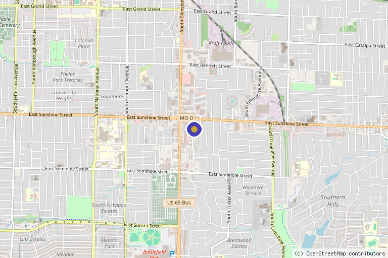 Map showing the location of DermaHealth Laser & Skin Care Clinic in Springfield, MO