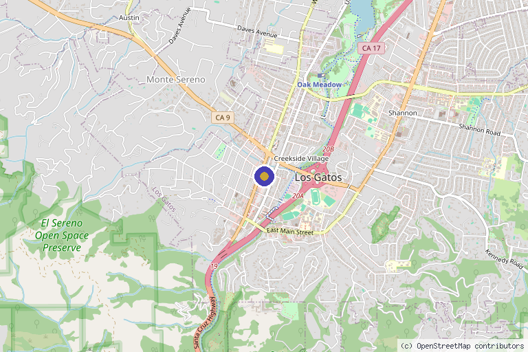 Map showing the location of Cosmetica Anti Aging, Aesthetic Lasers & Medical Weight Loss Clinic in Los Gatos, CA