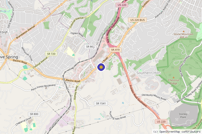 Map showing the location of RevIVe Hydration & Wellness in Roanoke, VA