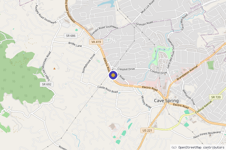 Map showing the location of Valley Integrative Medicine - Dr. Alicia Hollis in Roanoke, VA