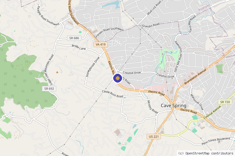 Map showing the location of Agenacare Aesthetics in Roanoke, VA