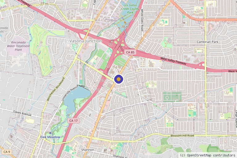 Map showing the location of Origins Medicine & Aesthetics (OMA) in Los Gatos, CA