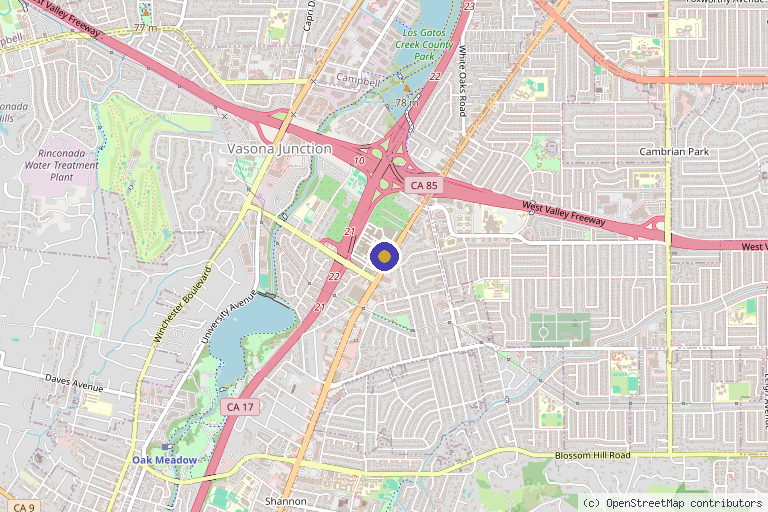 Map showing the location of Medical Hair Transplant & Aesthetics in Los Gatos, CA