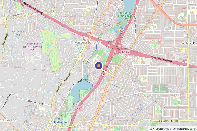 Map showing the location of Longevity Medical Institute in Los Gatos, CA