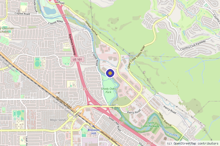 Map showing the location of Excel Medicine San Jose in San Jose, CA