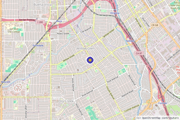 Map showing the location of Pure Med Spa in San Jose, CA